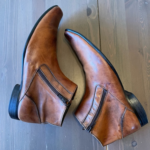 Kenneth Cole Reaction Brown Leather Double-Zip Ankle Boots - Size 12 main image 5